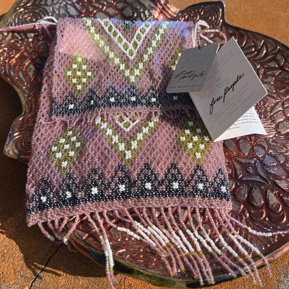 NWT FREE PEOPLE Pixie Dust Beaded Crossbody Bag Lavender Fabric Lining Small